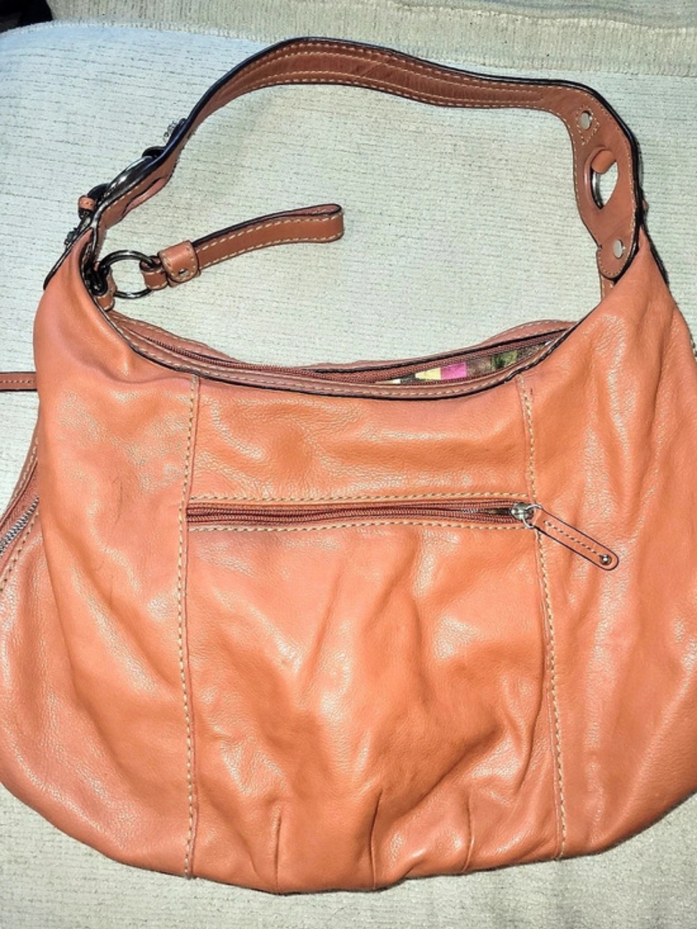 Tignanello Leather Hobo Shoulder Bag in Brown
